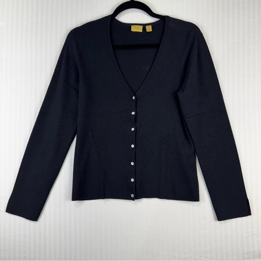 Caslon Black Cardigan Sweater Versatile Rayon/Nylon Blend Knit Women’s Medium
